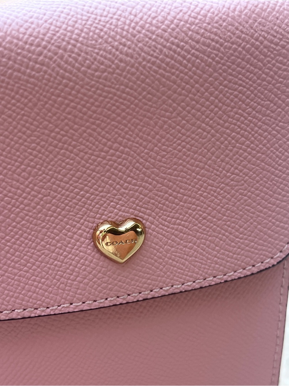 COACH Pink Crossbody Phone Bag with Gold Chain and Card Slots - Picture 8 of 13